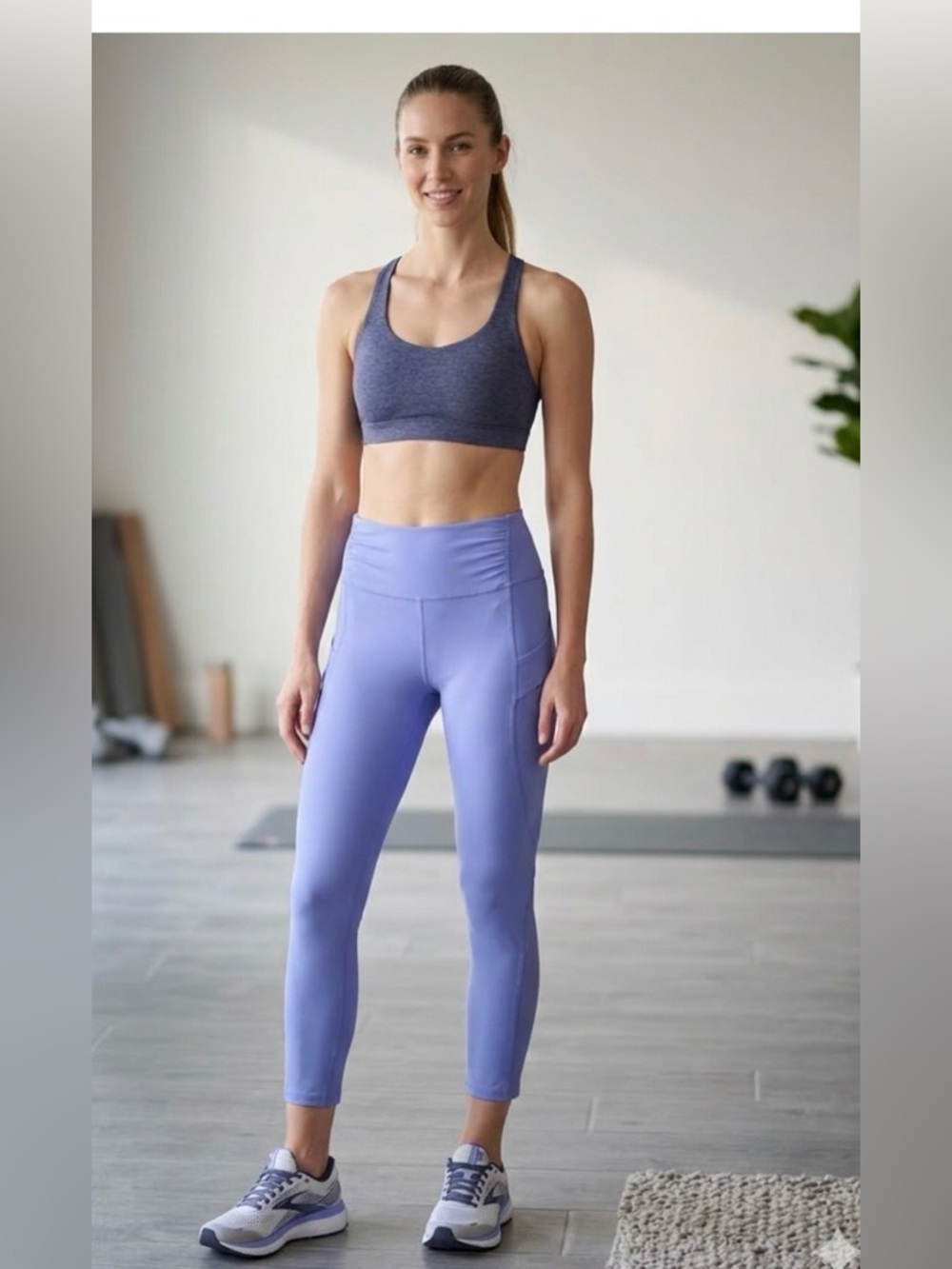 Apana Lilac High-Waist Leggings with Side Pockets